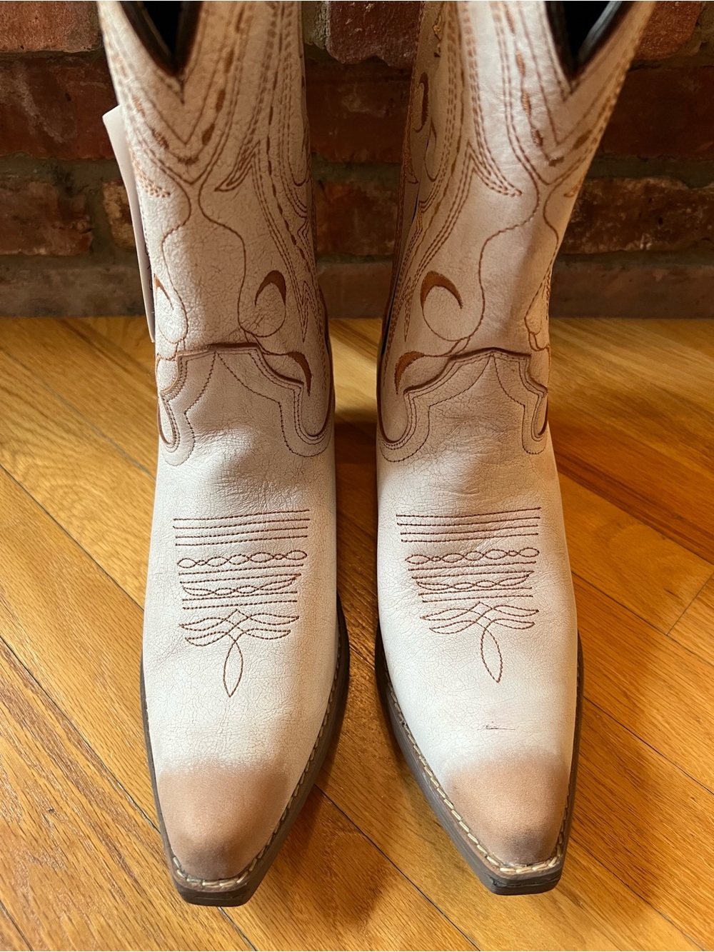 Sterling River Ivory & Brown Bohemian Moon Print Western Cowgirl Boots - Picture 3 of 13